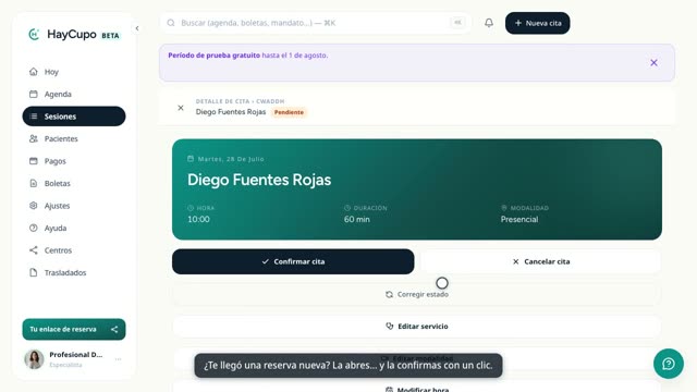 Cápsula: Gestiona una cita: confirmar y más