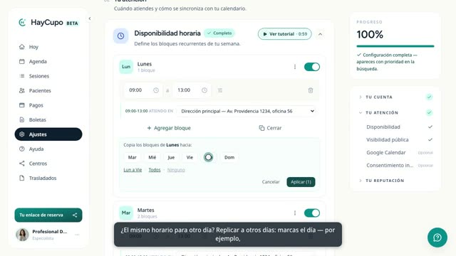 Cápsula: Configura tu horario de atención
