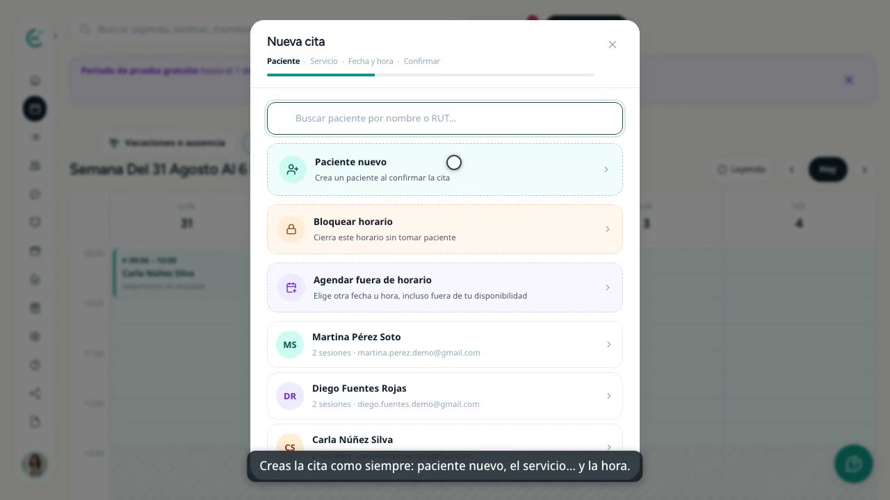 Cápsula: Agenda a pacientes sin correo