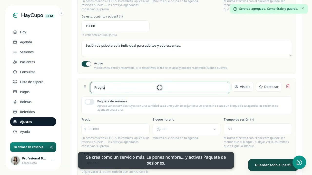 Cápsula: Vende paquetes de sesiones